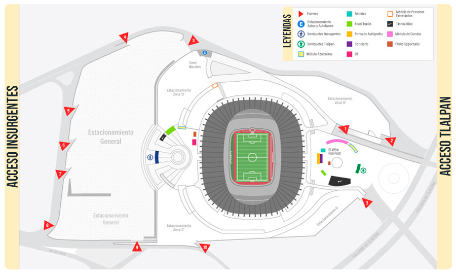 Mapa Estadio Azteca